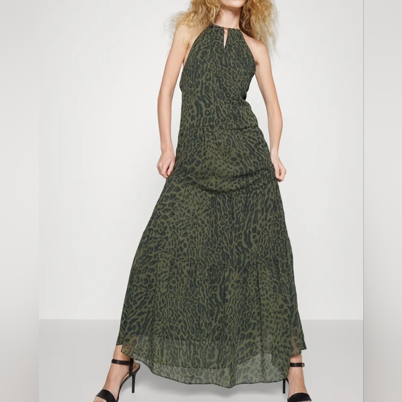 NWT Lauren Ralph Lauren Farm Olive Ocelot Print KISSA Georgette Maxi Dress 4 - Picture 1 of 16